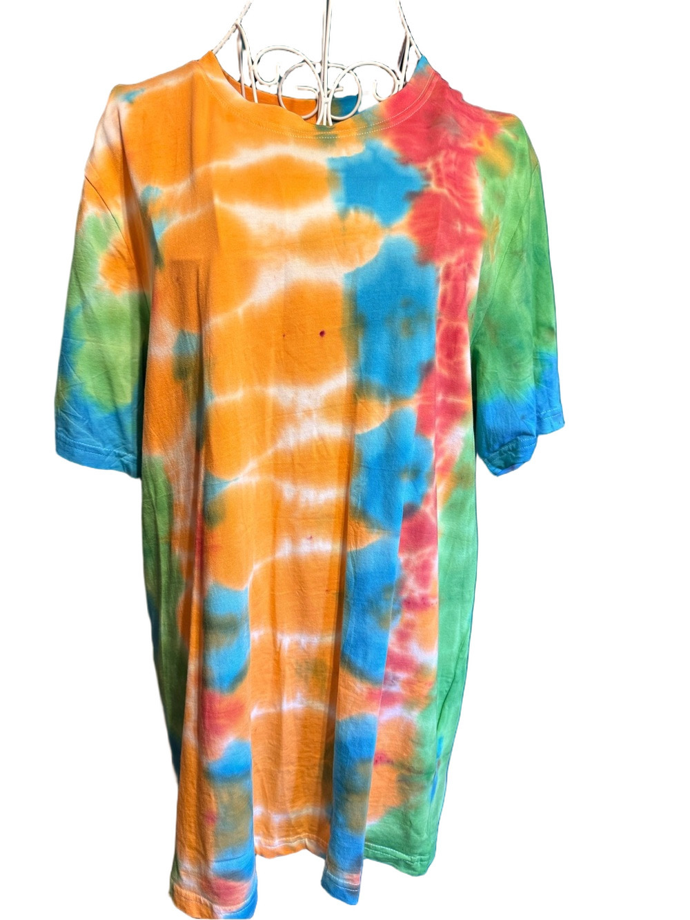 Wrangler Tie-Dye Short Sleeve Shirt - Orange, Blue, Green, Red